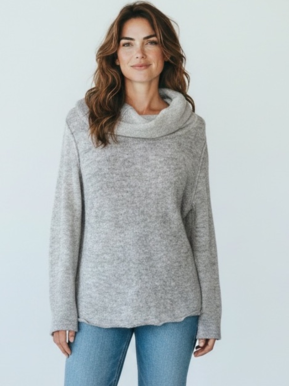 Coldwater Creek Cozy Wool Blend Gray Cowl Neck Sweater - Large